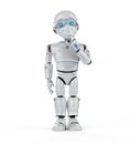 Cute robot with cartoon character think Royalty Free Stock Photo